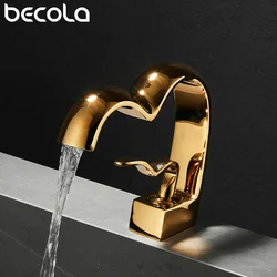 Single Handle Waterfall Bathroom Faucet Brass Gray Basin Faucet Cold And Hot Crance Faucet Sink Tap Single Handle Deck Mounted