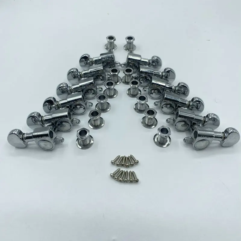 

Chrome Color Original Grover Electric Guitar Machine Heads for 12 String Guitar Left 6 String and Right 6 Strings 10MM by PW