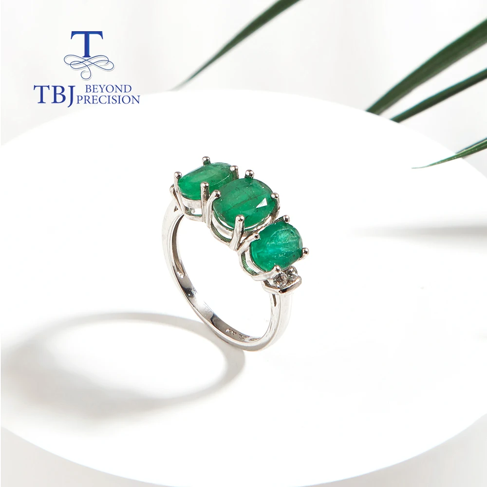 Natural Emerald Vivid Green Sterling 925 Silver Lovely Ring for Women Lady Party Engagement Luxury Jewelry Gift