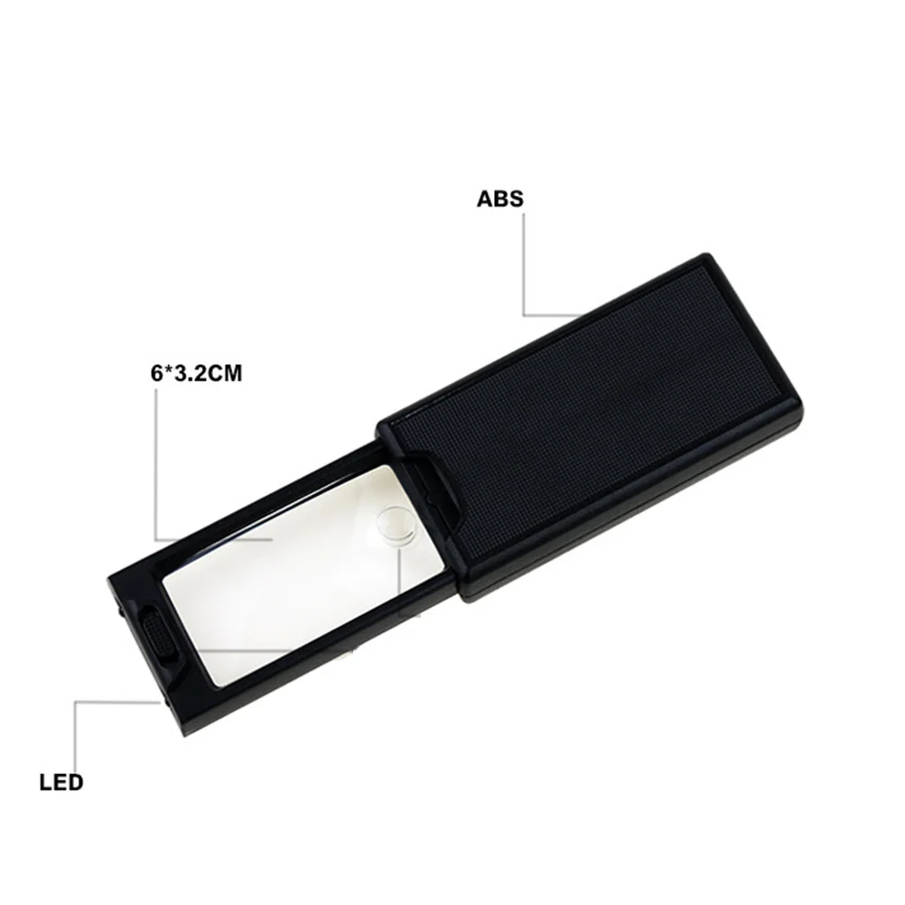 

1pc Type Led Magnifier Handheld Magnifying Glass With Light Portable Reading Glass For Elderly Acrylic Lens 3 Batteries Black