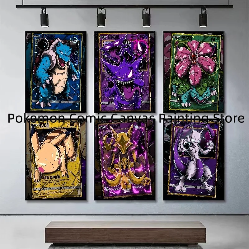 Posters Anime Pokémon Mewtwo Peripheral Art Introduction To Card Properties Canvas Painting Cartoon Picture Mural Home Decor