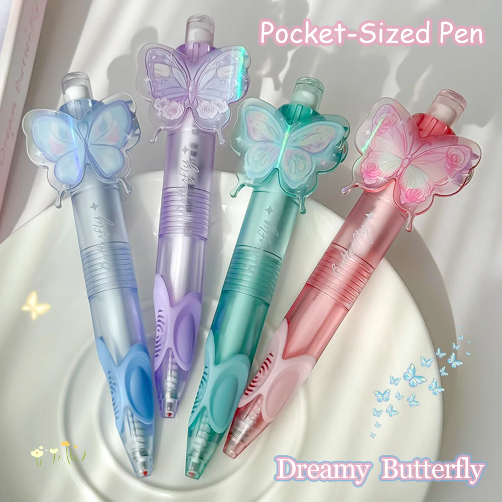 

4 Pack Dreamy Butterfly Gel Pens 0.5mm Ergonomic Grip Quick-Dry Pens Creative Cute Pocket-Sized Pens for Study Office Use