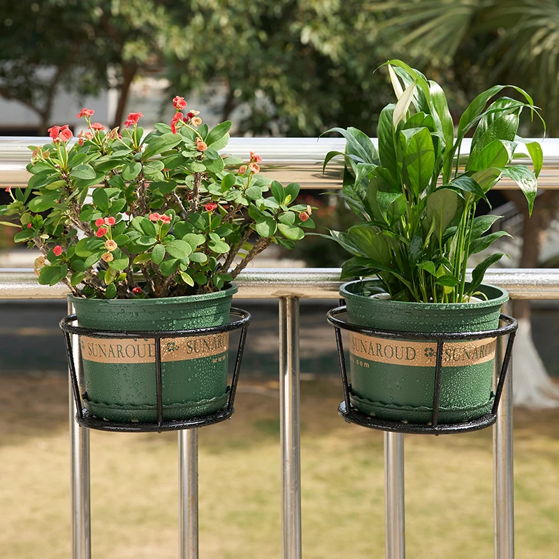 Small Iron Flower Rack Balcony Storage Railing Hanging Flower Pot Bracket