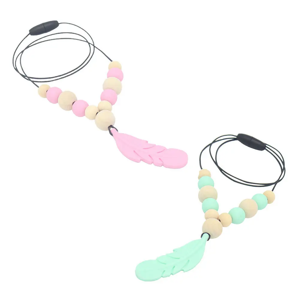 

2Pcs Baby Molar Necklaces Teething Chew Necklaces Hanging Chewing Pendant Infant Teething Necklace Pain Soothing Chain