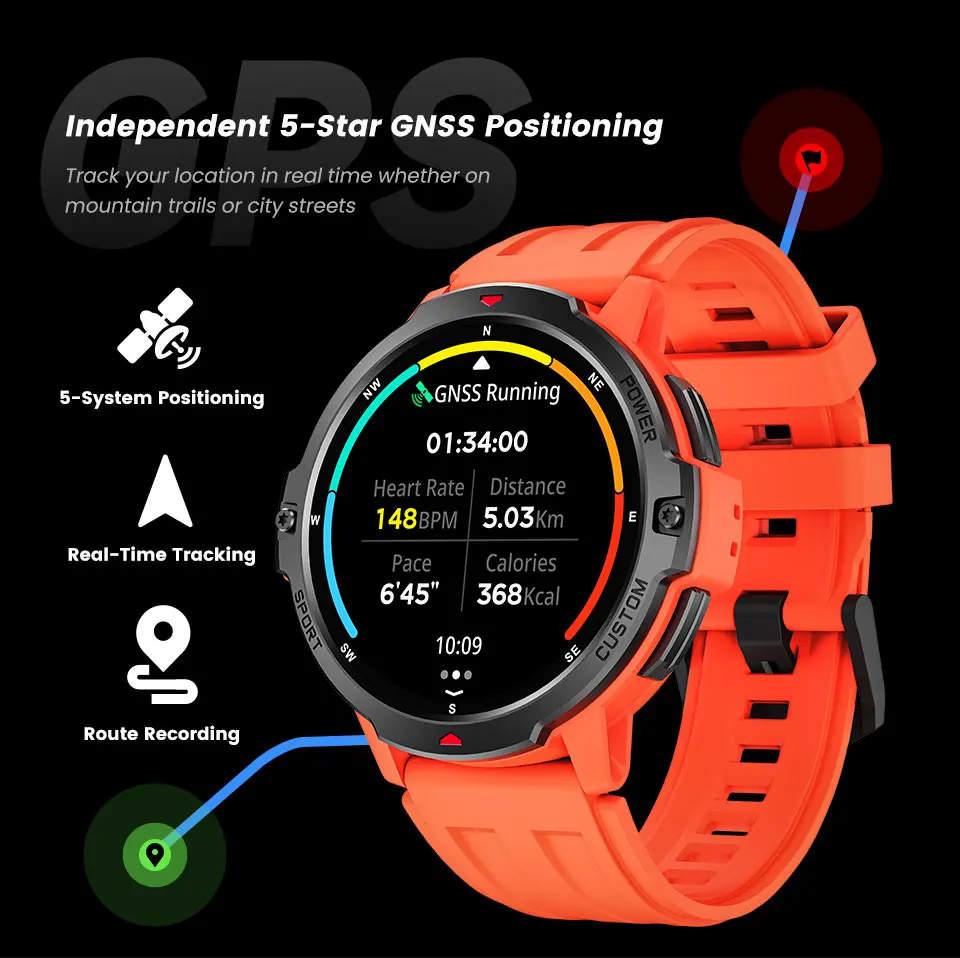 2026 جديد GPS ساعة ذكية 1.46 ''AMOLED عرض المدمج في البوصلة مقياس الارتفاع الجوي 5ATM 580mAh بطارية رياضية Smartwatch الرجال #5