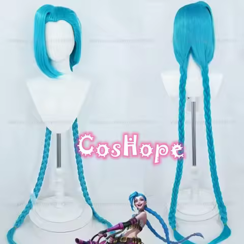 LOL Arcane Jinx Cosplay Wig Women 120cm Long Braided Hair Blue Wig Cosplay Anime Heat Resistant Synthetic Wigs