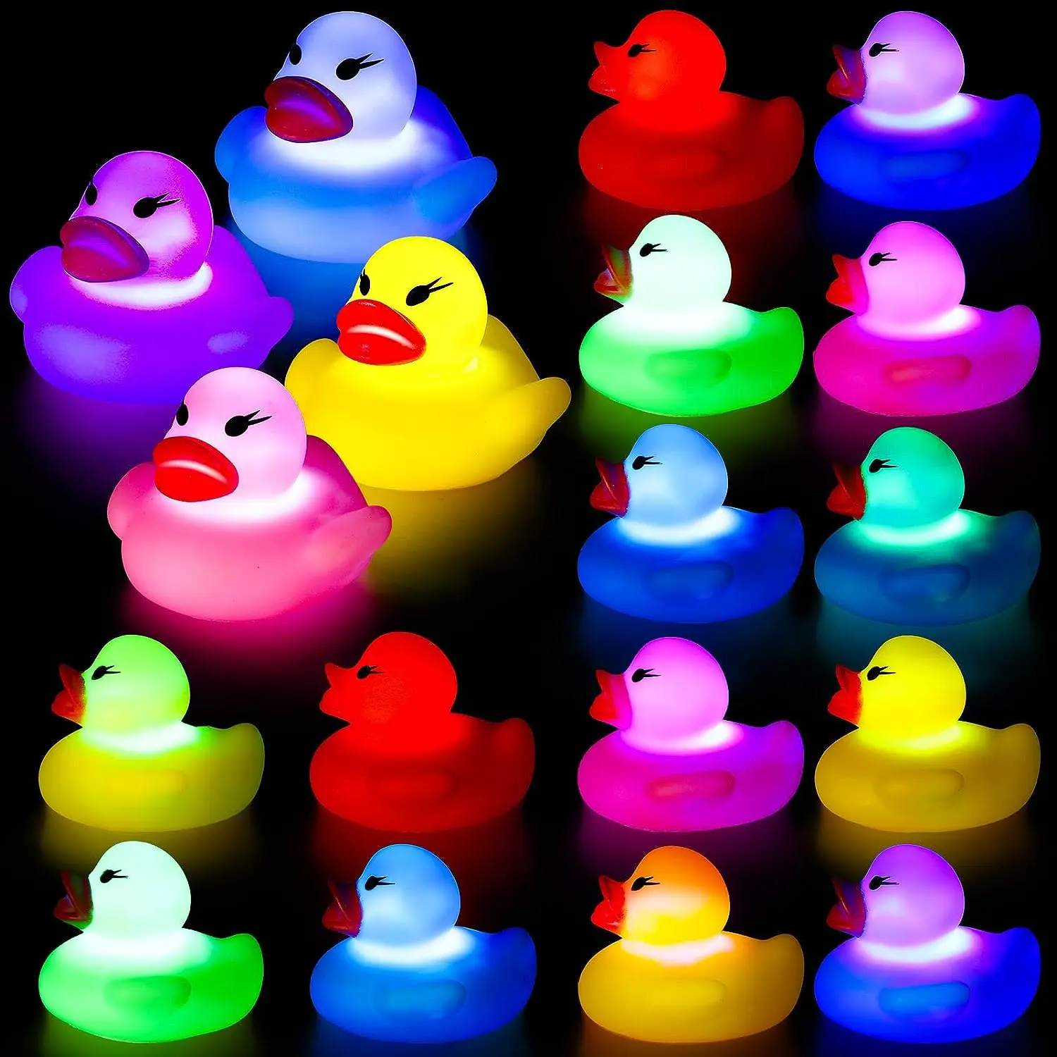 

24 Pcs Light Up Rubber Ducks Glow Bath Toys Flashing Rubber Ducks Birthday Party Christmas Shower Swimming Pool Floating Toy