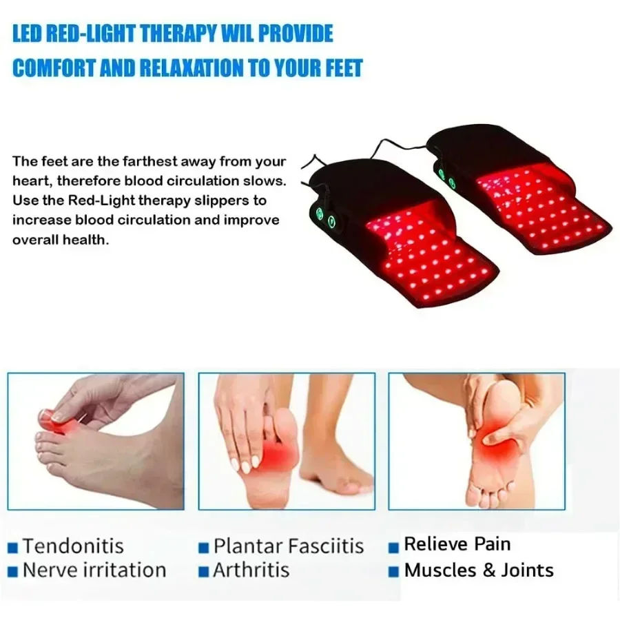 Wireless Red Light Therapy Foot Massager Tools Infrared LED Light Therapy Foot Pain Relief Relieve Skin Bruising