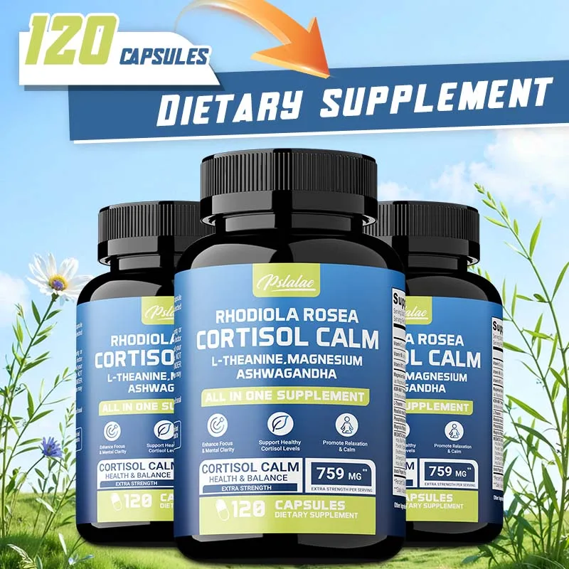 Cortisol Calm - L-Theanine Magnesium Ashwagandha - Reduce Fatigue,Helps Maintain Adrenal Health, Improves Focus & Mental Clarity