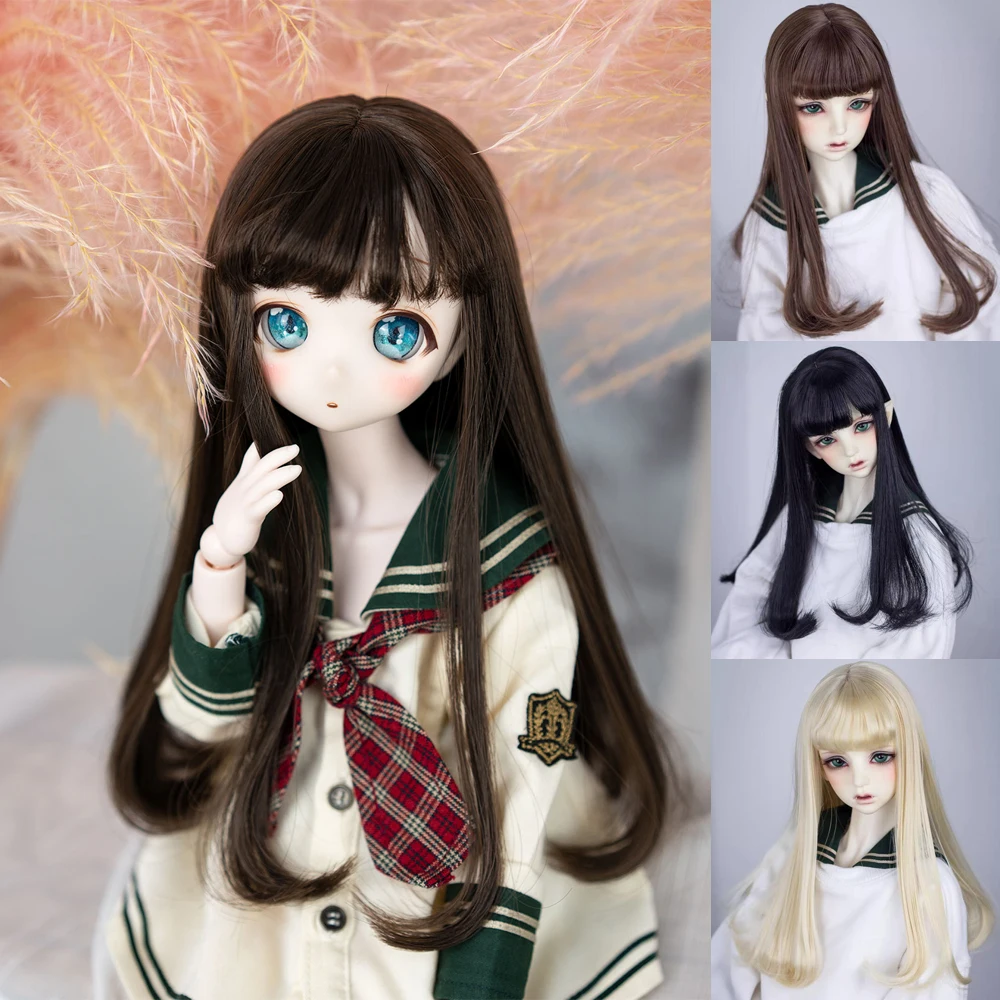 D03-P320 children handmade toy 1/3 1/4 1/6 doll BJD/SD doll's wig color black borwn soft long hair 1pcs