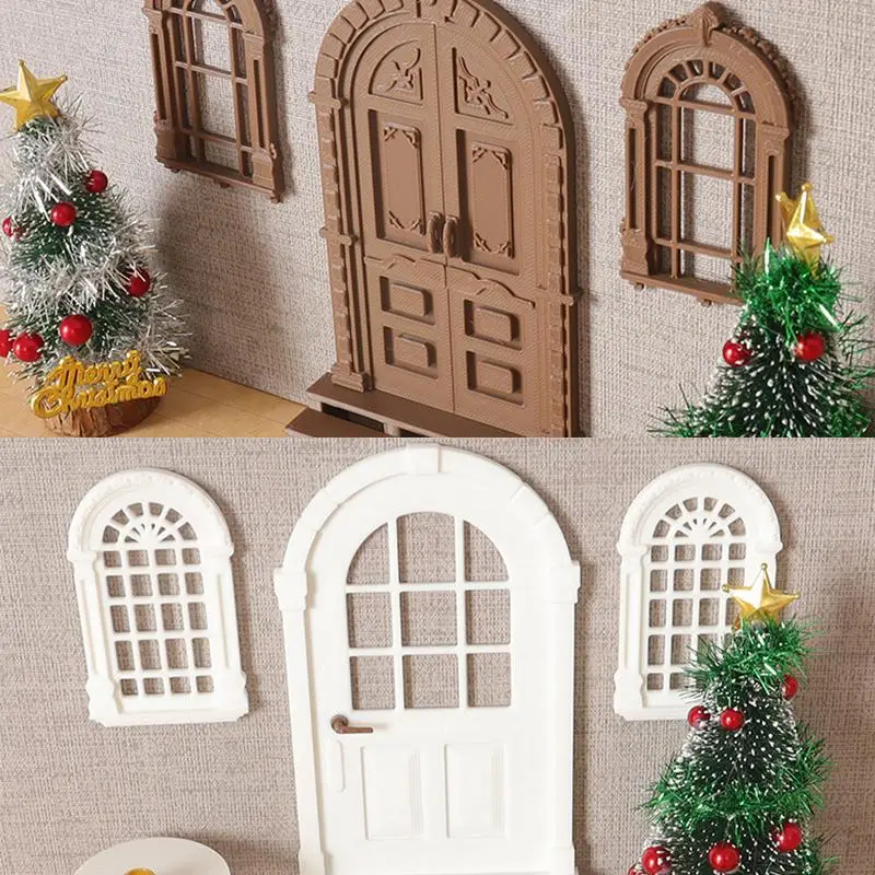1pc casa de bonecas estilo europeu porta modelo mini simulação casa bonecas micro cena construção adereços móveis decoração acessórios