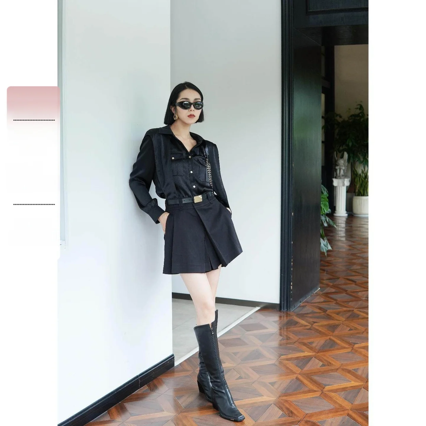 

Bla Wool A-Line Skirt High Waist Slimming Design Spring School Sle Pleated f-Length Women's Faion Commute