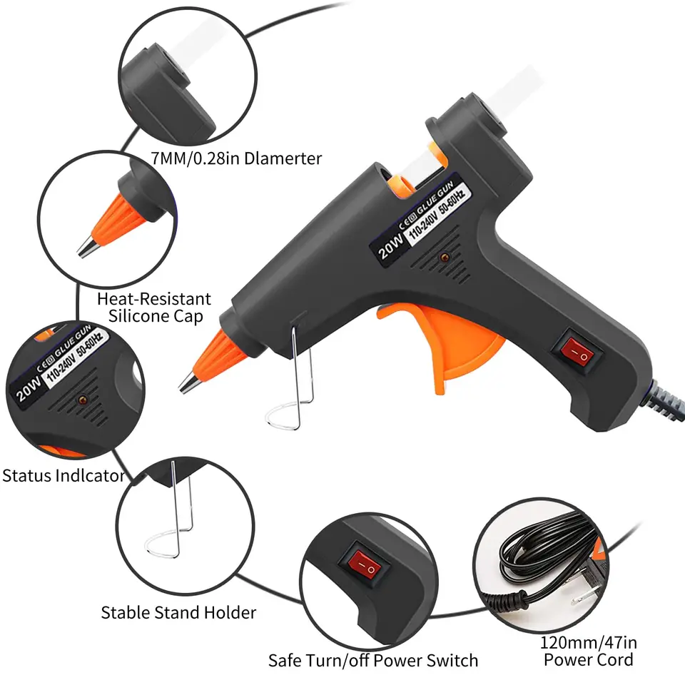 Tilswall Heißklebepistole, 20 W Heißklebepistole, Schnellaufheizung, Tropfschutz Tilswall Heißklebepistole, 20 W Heißklebepistole, Schnellaufheizung, Tropfschutz