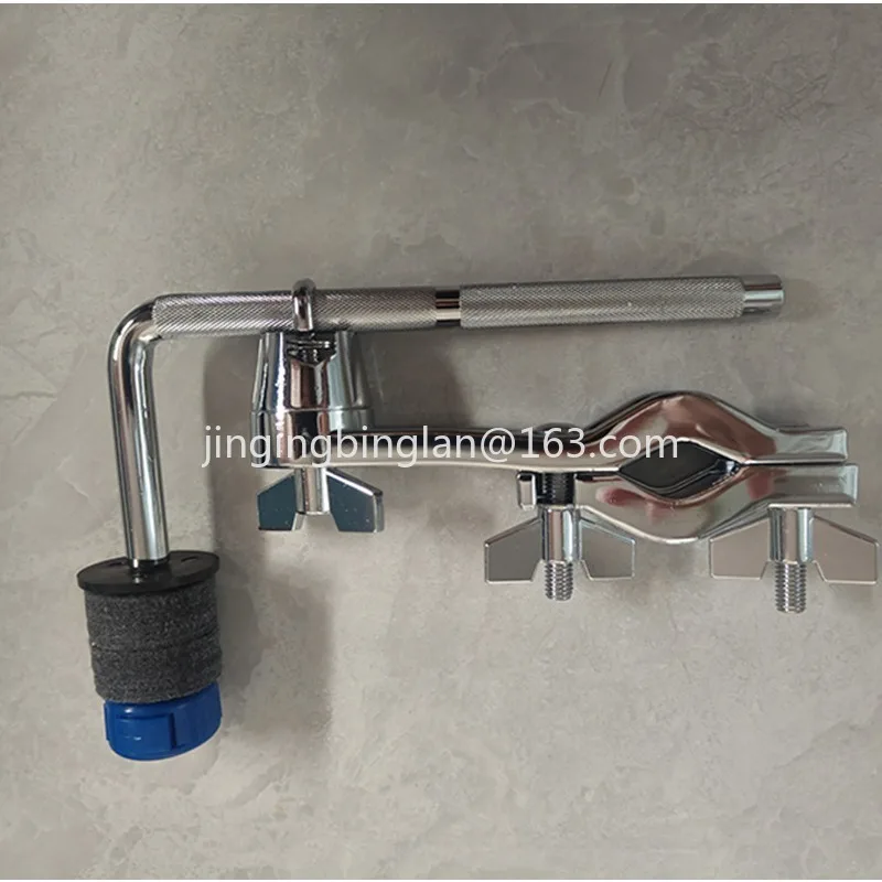 Manufacturer-supplied drum kit expansion bracket, cymbal rack expansion bracket, small  cymbals with arm extension mounting clip