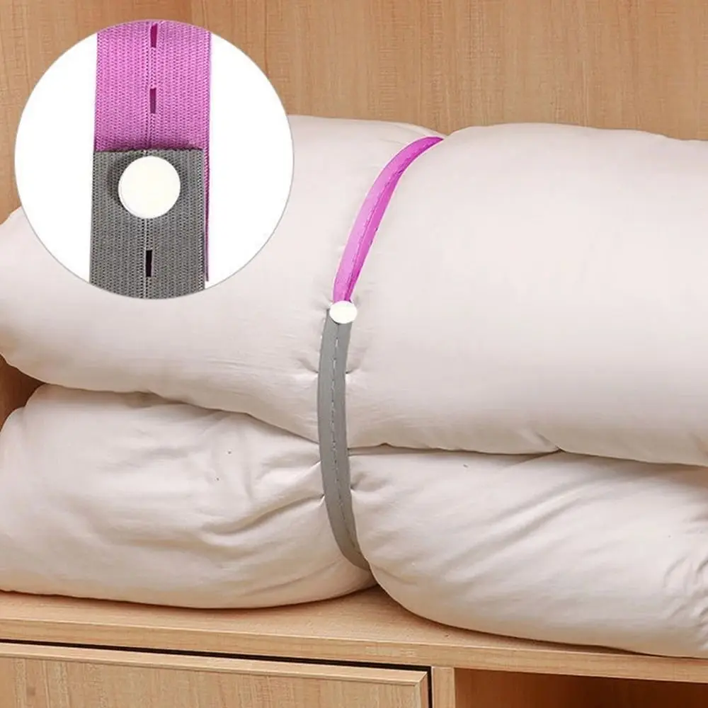 10pcs With Button Hole Storage Elastic Band Flat Colorful Binding Belt Nylon Multipurpose Folding Clothes Band Lazy