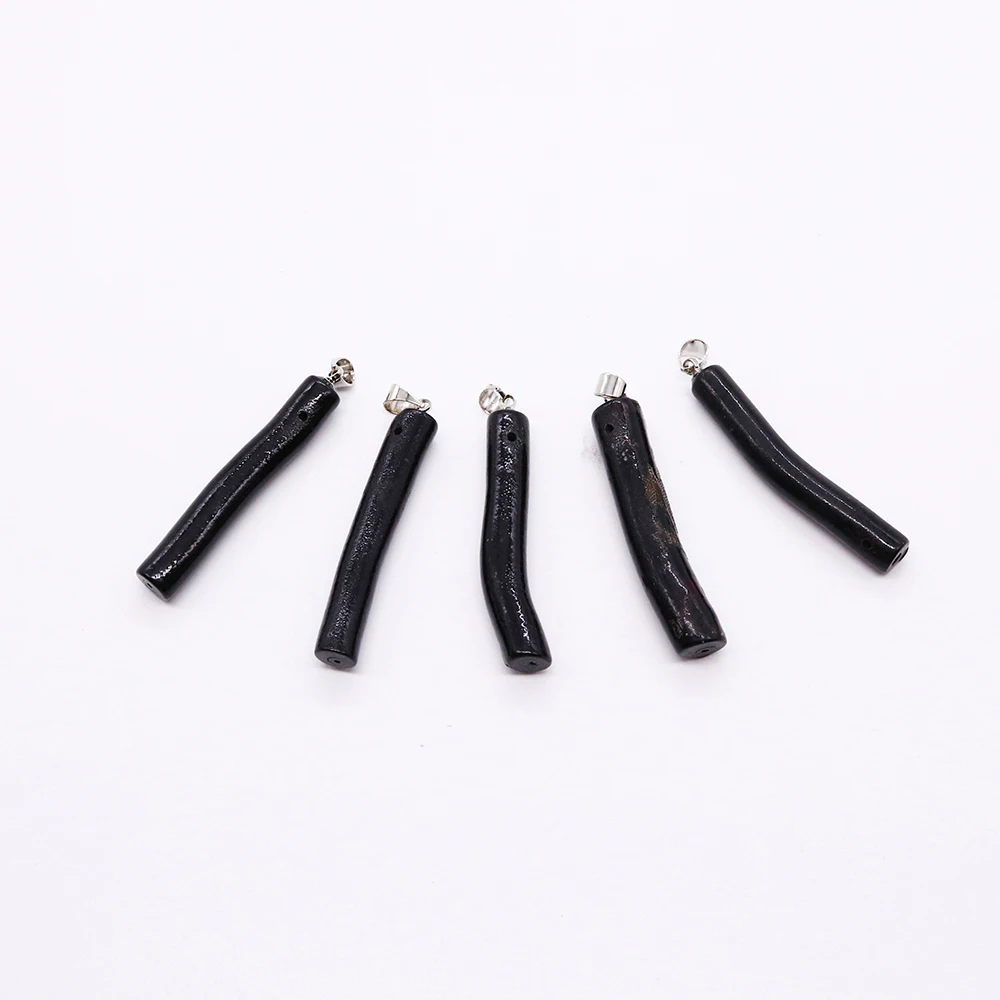 Dyeing Black Coral Pendant Irregular Branches Natural Sea Bamboo Charm Pendant Handmade Earrings Accessories for Men Women Gift