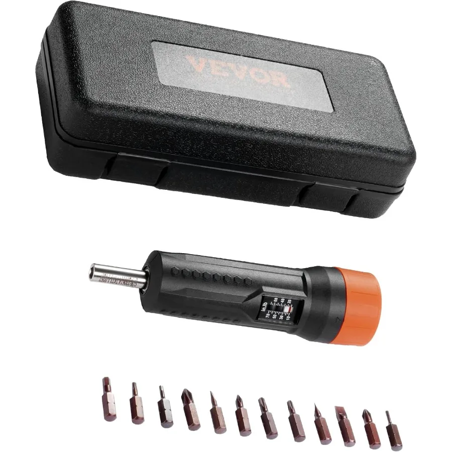 

Torque Wrench 1 4 Drive Screwdriver with Bits Case Magnetic Function 1070 inlbs Torque Range