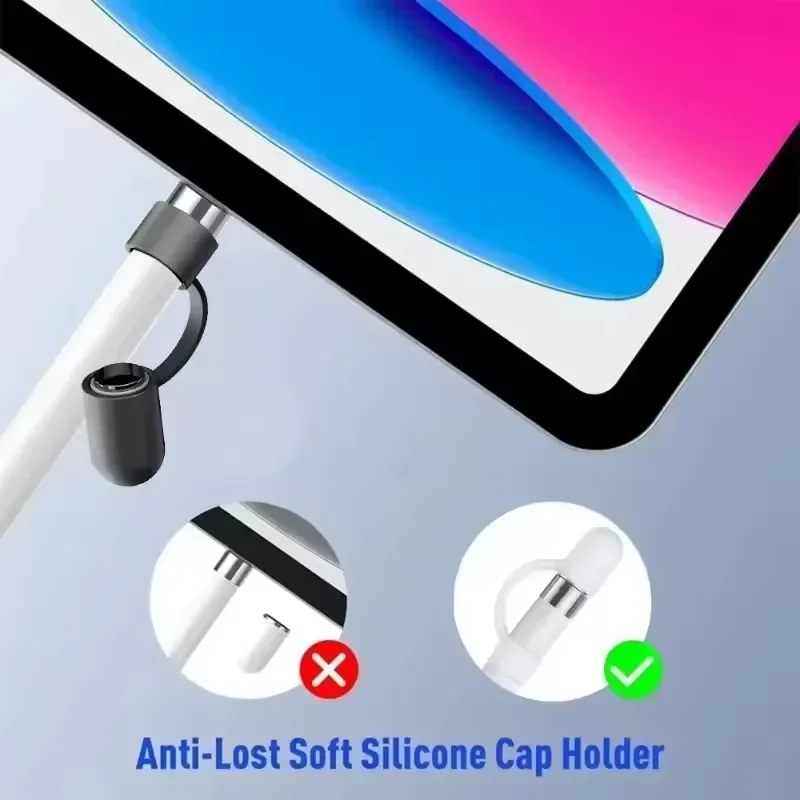Silicone Replacement Cap for Apple Pencil Anti-Lost Stylus Pen Holder Tether Protective Cover for IPencil 1/2 Tablet Pen Sleeves - view 3