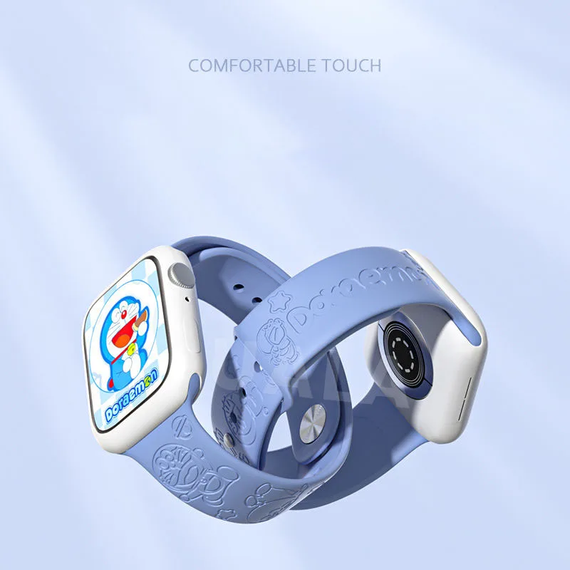 Cartoon Relief Doraemon Iwatch Watch Strap Suitable Apple Watch 8/7/6/5 Generation Cute 38/40/41Mm/44Mm Silica Gel Watch Strap