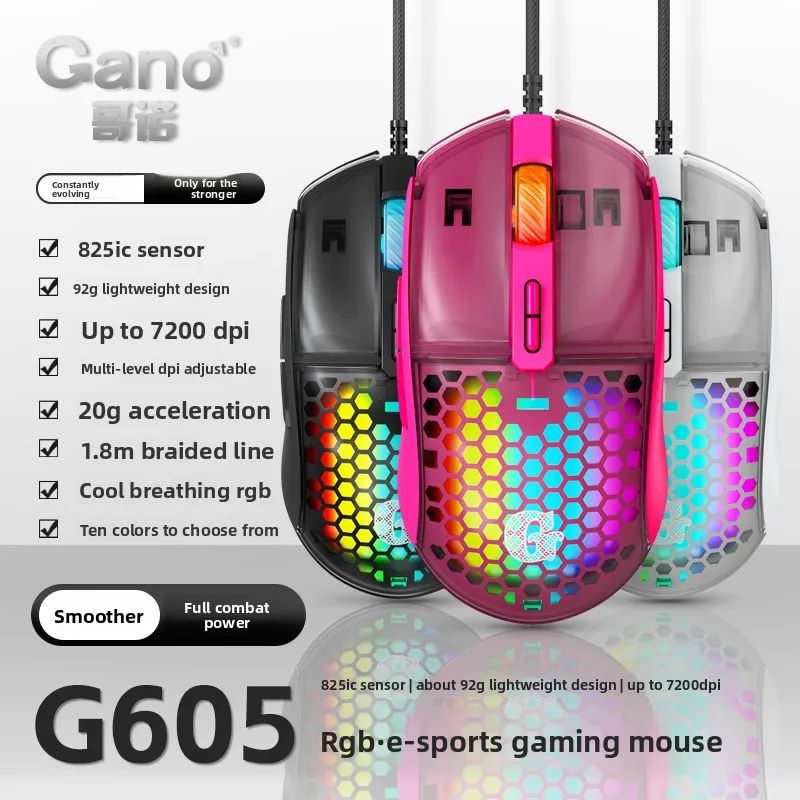 RGB Backlit Ergonomic Gaming Mouse,Anti-Slip Side Grips,Mechanical Feel,6 DPI Levels,Driver Software for LOL PUBG CF OfficeWorkO