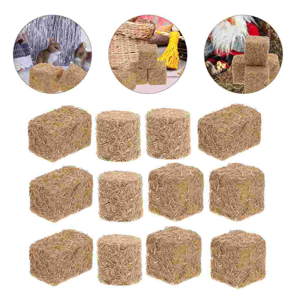 12 Pcs Football Decorations Bales Model Crafts Scene Haystack Ornament Wood Fake Garden Child Photography Props Miniature