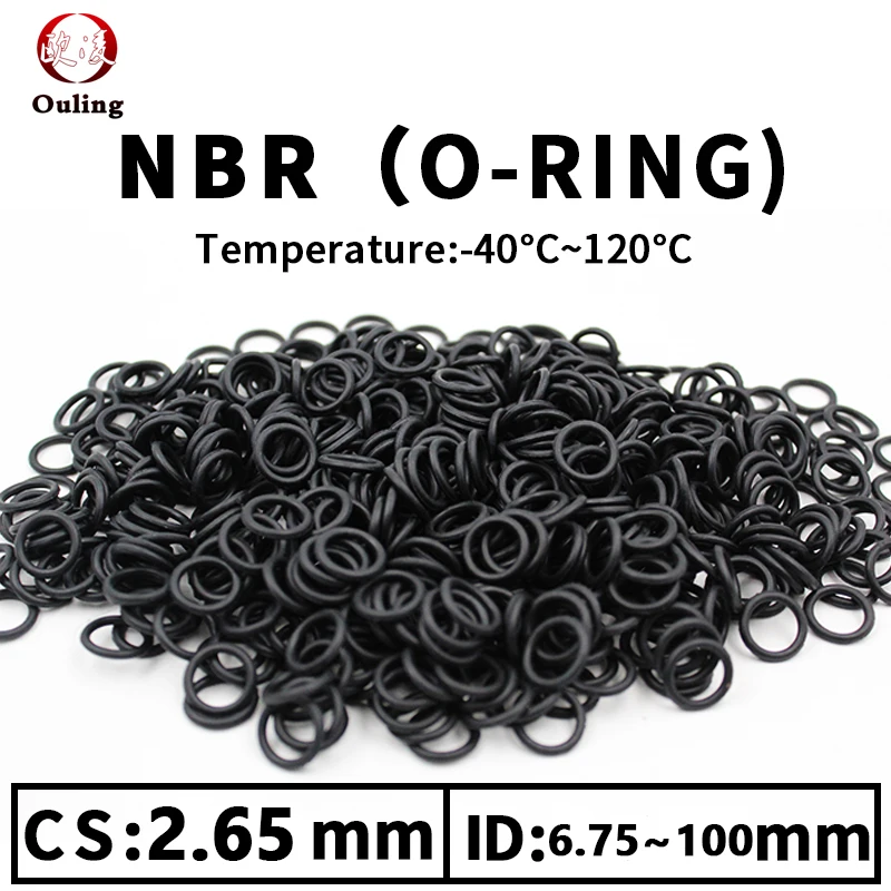 CS2.65mm ID6.75-100mm NBR O Ring Seal Gasket Thickness Oil and Wear Resistant Automobile Petrol Nitrile Rubber O-Ring Black