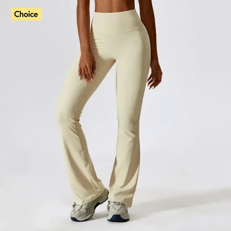 

High Waist Flared Yoga Pants Stretchy Lycra Leggings Shaping Butt-Lifting Dance Fitness Casual Outwear with Flared Legs