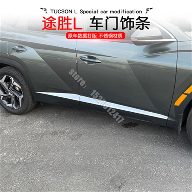 Car Styling Stainless Steel Body Door Panel Bright Strip Trim For Hyundai Tucson L 2021 High-quality ABS Chrome Car styling