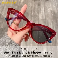 CLLOIO, gafas de lectura fotocromáticas con estilo de ojo de gato para mujer, gafas de lectura antirayos azules para ordenador, gafas graduadas personalizables para miopía