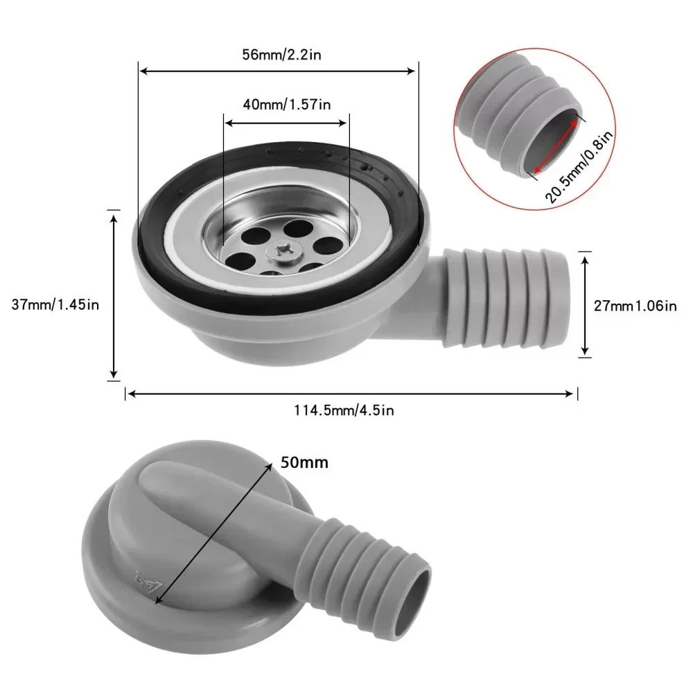RV Camper Accessories Stainless Steel Drain Strainer and Sealing Cover 56mm 2.2\