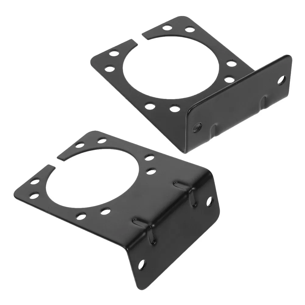 

2Pcs 7 Pin Trailer Socket Mounting Bracket Iron Heavy Duty Rv Marine Towing Wiring Harness Connector Adapter for 7 Way Trailer