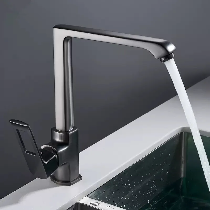 

Kitchen Mixer Sink Faucets Brass Hot & Cold Also For Basin Taps Single Handle Lever Deck Mount Gun Grey/Chrome/Black/White New