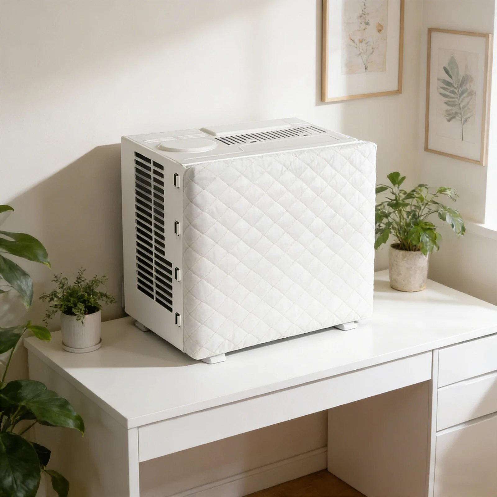 

Крышка кондиционера Эластичные ремни Двойная изоляция Внутреннее окно Крышка кондиционера в помещении Белая защитная крышка блока переменного тока