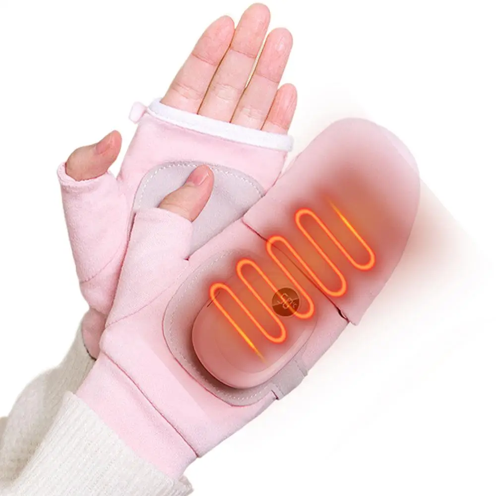 AliExpress USB Heated Gloves Rechargeable Winter Warm Fingerless Heated Gloves Winter Warm Heating Mitten For Outdoor Sports 3 Adjustable
