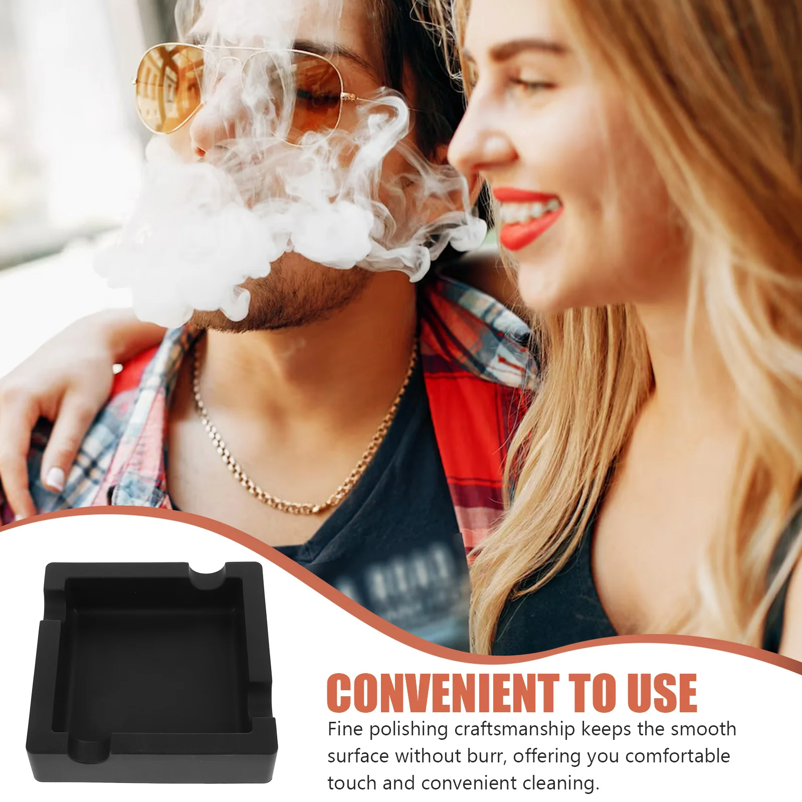 

Cigar Ashtray Silicone Smoking Tray Reusable Cigarette Ash Holder For Indoor Outdoor Use Living Room Office Bar Ktv Pool