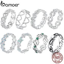Bamoer Original 925 Sterling Silver Hollowed Heart Ring Woven Width Rings For Women Engagement Daily Party Gift Fine Jewelry