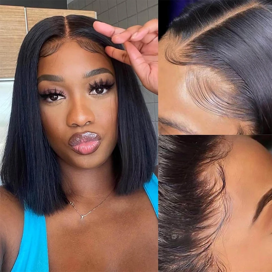 

Sale Glueless Wig Human Hair Ready To Wear Bone Straight Bob Hair Wig Human Hair HD Transprent 13x4 Lace Frontal Wigs For Women