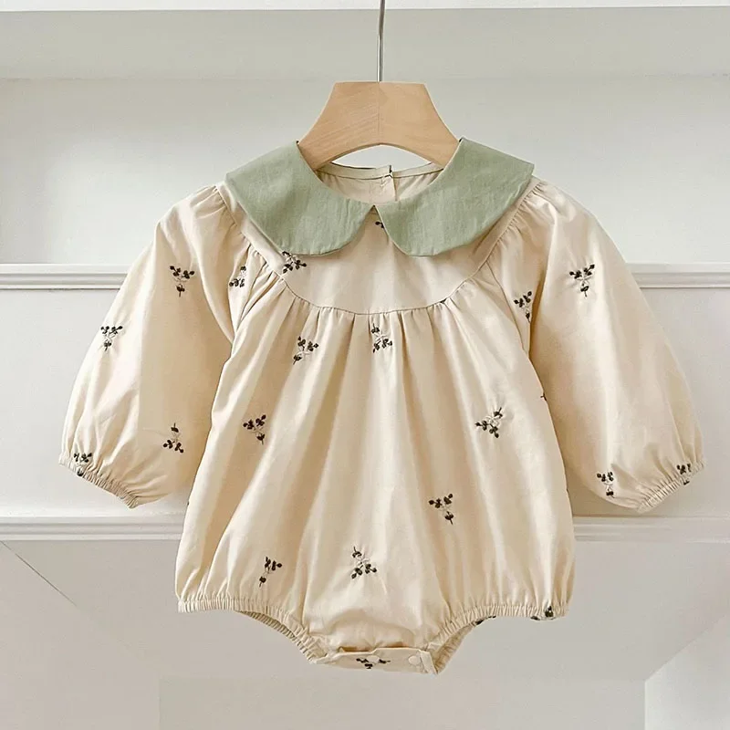 2024 New Autumn Baby Girl Romper Kids Princess Dresses Long Sleeved Cotton Embroidery 2-6Yrs Girl Party Dress Sister Dress