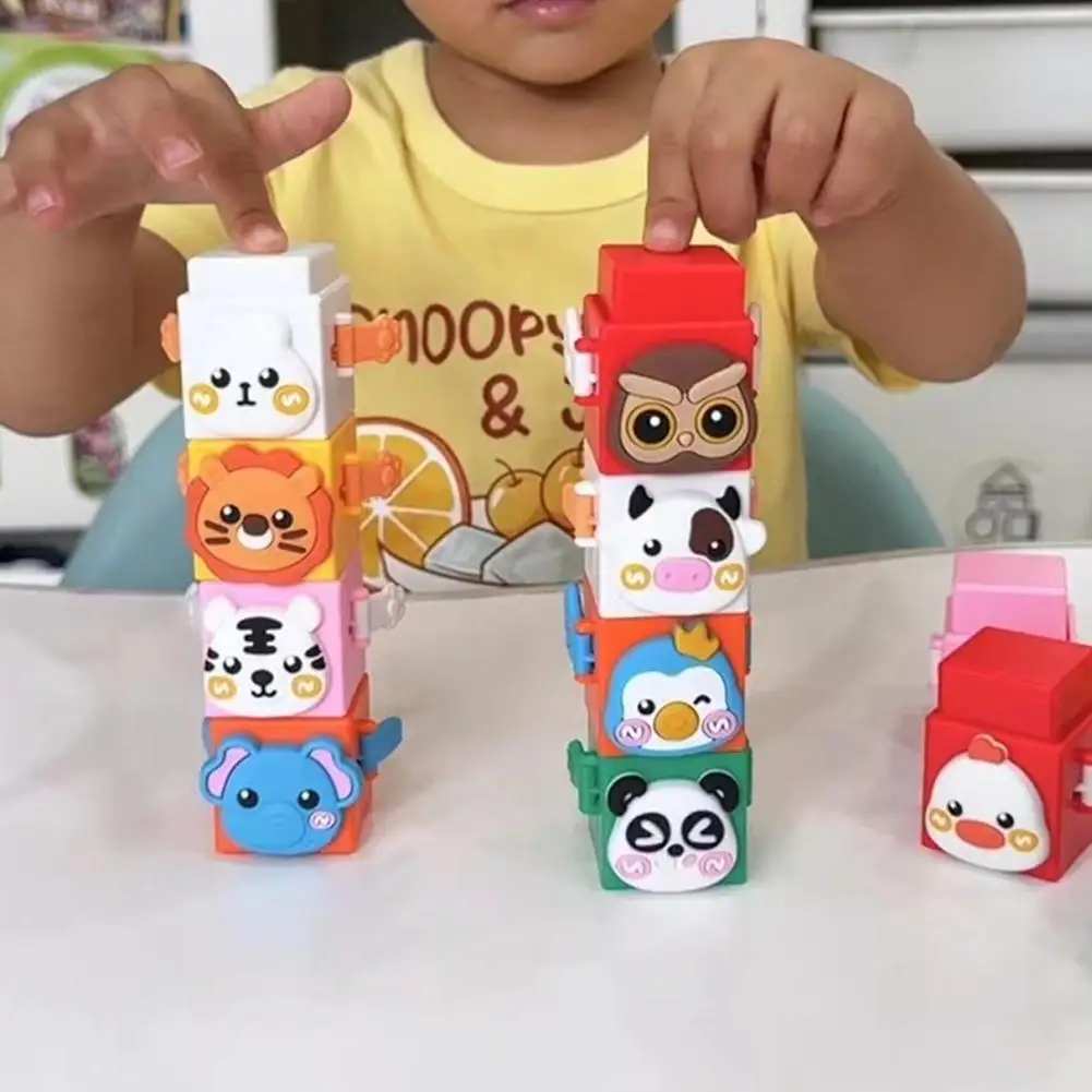 Kids Fine Motor Training Animal Stacking Game Animal Wing Press Deformation Decompression Game Sensory Cognition Educational Toy