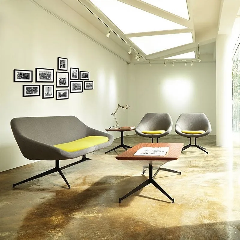 Household small apartment living room fabric sofa combination, commercial office negotiation sofa setting sponge iron plate