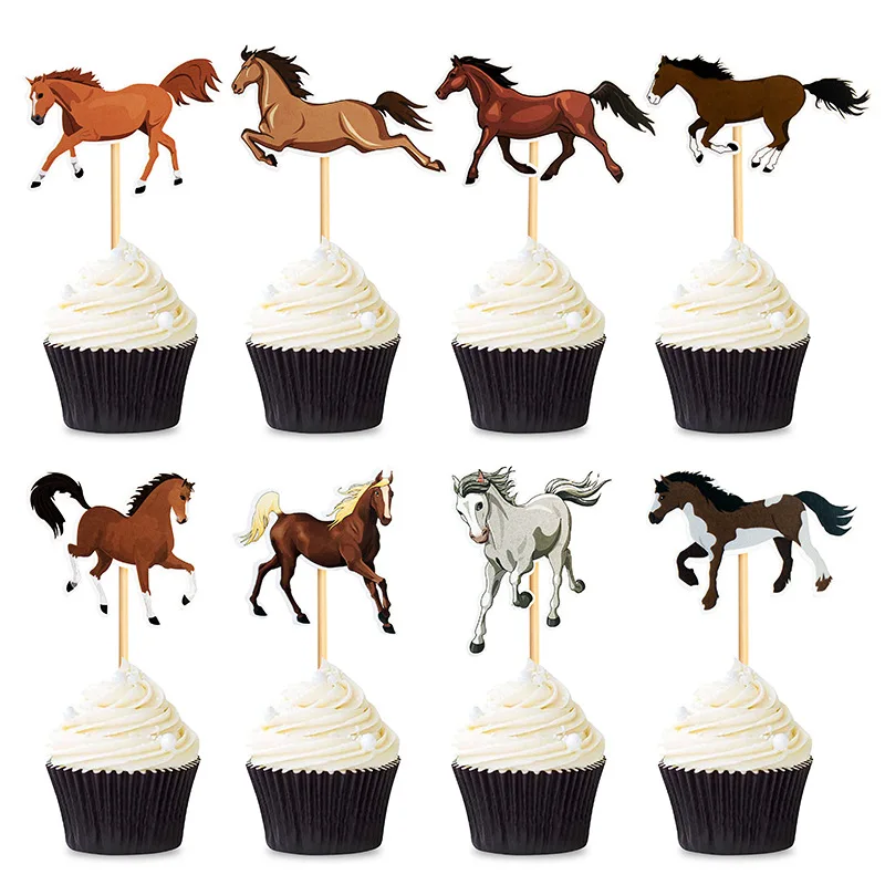 Pferde-Kuchendekoration Realistische Pferdefiguren Laufende Tierfiguren Mini-Scheunenspielzeug für Kinder Cowboy-Geburtstagsparty-Zubehör – Detail 13