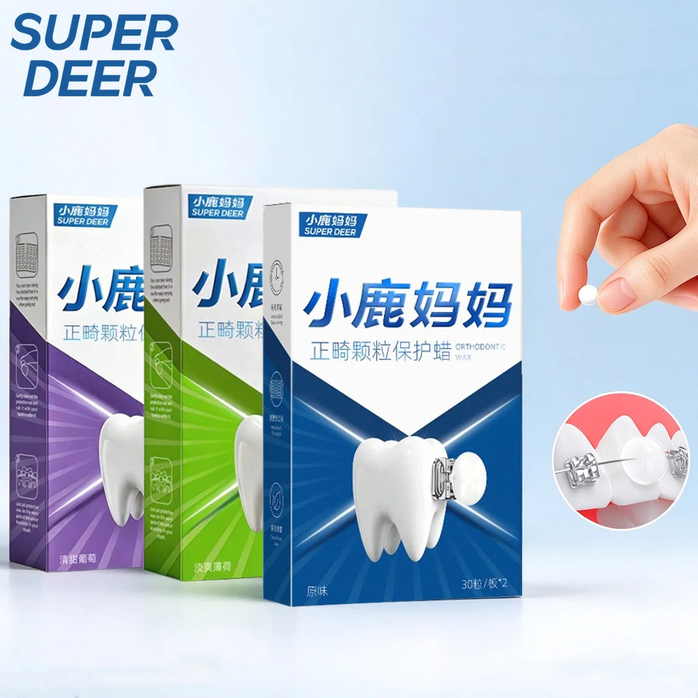 Orthodontic Pellet Wax 60Pcs Mint Grape Original Flavor Braces Wax for Orthodontic Brackets Mouth Protection