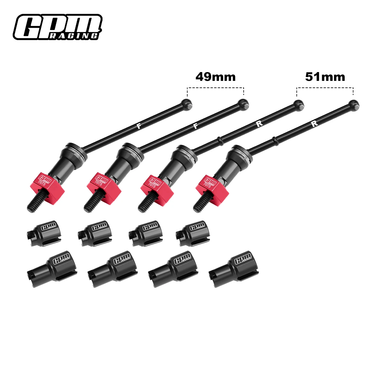 GPM 4140 stalen CVD-aandrijfas-set, dikke pen, 2 mm, voor ARRMA 1/18 Granite Grom, 1/14 Typhon Grom, 1/16 Quake Grom.