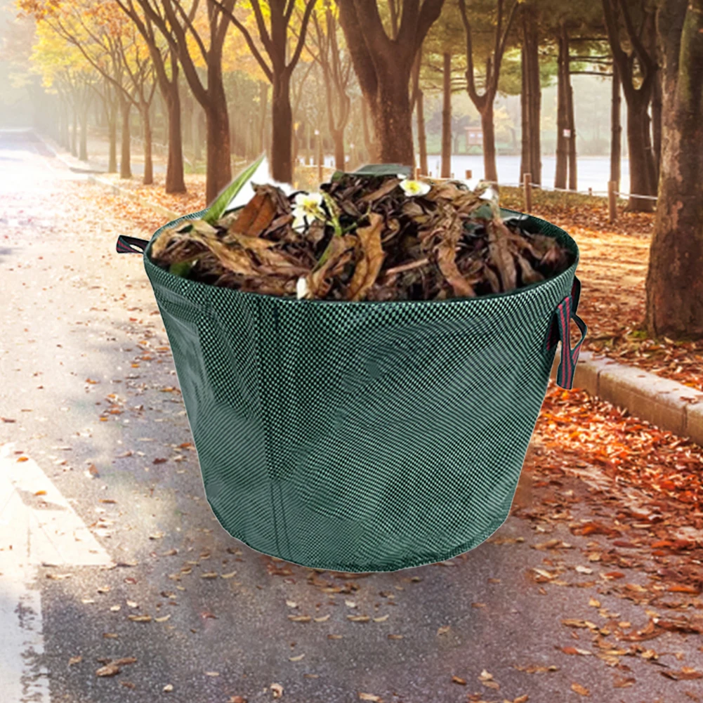 Bolsa de hojas para césped y jardinería de 50L, contenedor de almacenamiento de basura reutilizable con 4 asas, contenedor de desechos para flores, corte de setos y césped