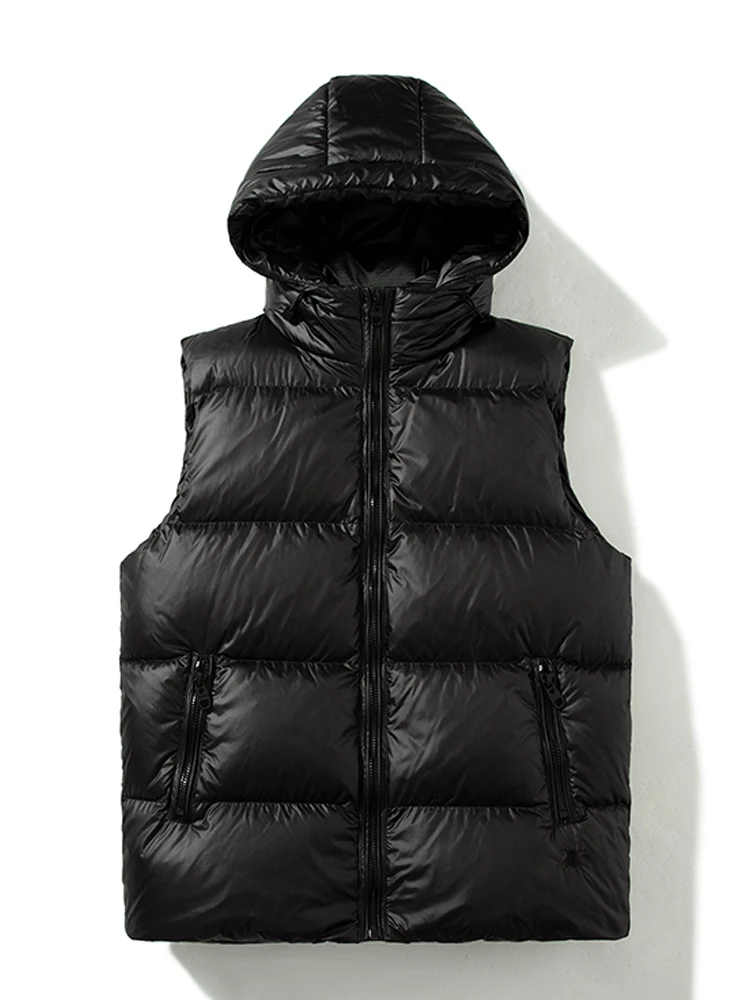 

ex Lightweight Loose Fit Du down Vest Hooded Jaet Thin Svel Outerwear for Autumn And Winter Seasonal Wear