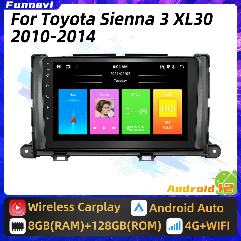 

For Toyota Sienna 3 2010 - 2014 Android 2 Din Car Radio Multimedia WIFI FM BT GPS Navigation Player Stereo Head Unit Autoradio