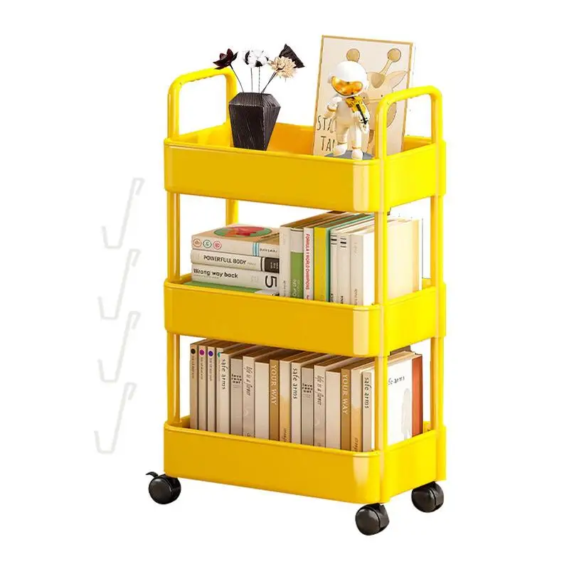 3/4 Tier Movable Storage Rolling Cart Utility Cart Rolling Vertical Shelf Snack Cart Bedroom Kitchen Movable Storage Organizer