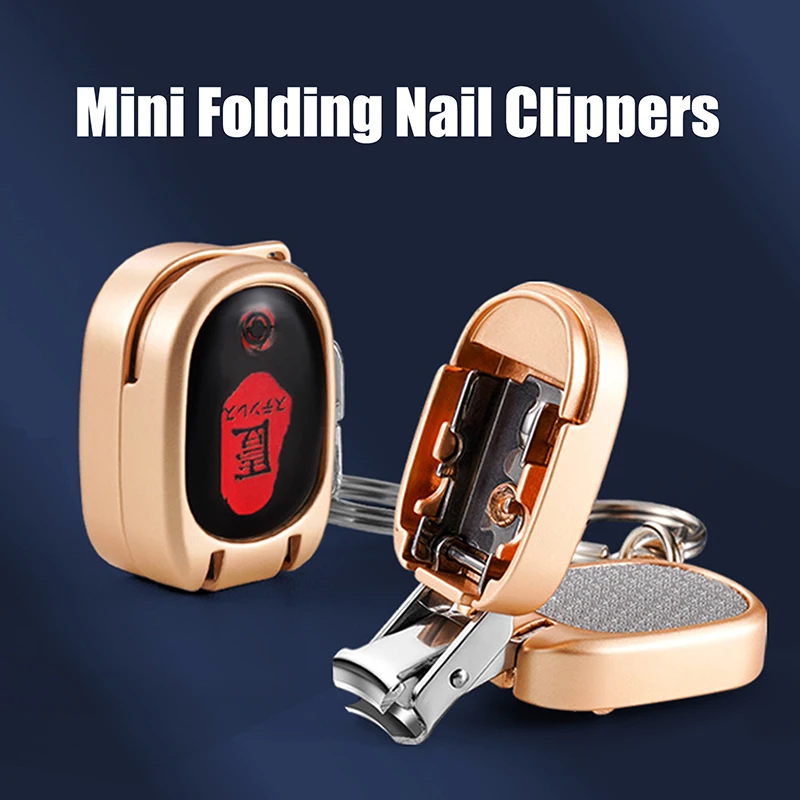 Mini Stainless Steel Foldable Nail Clipper Travel Portable Nail Cutter With Keychain Carry-on Manicure Tool Toe Cutter Trimmer