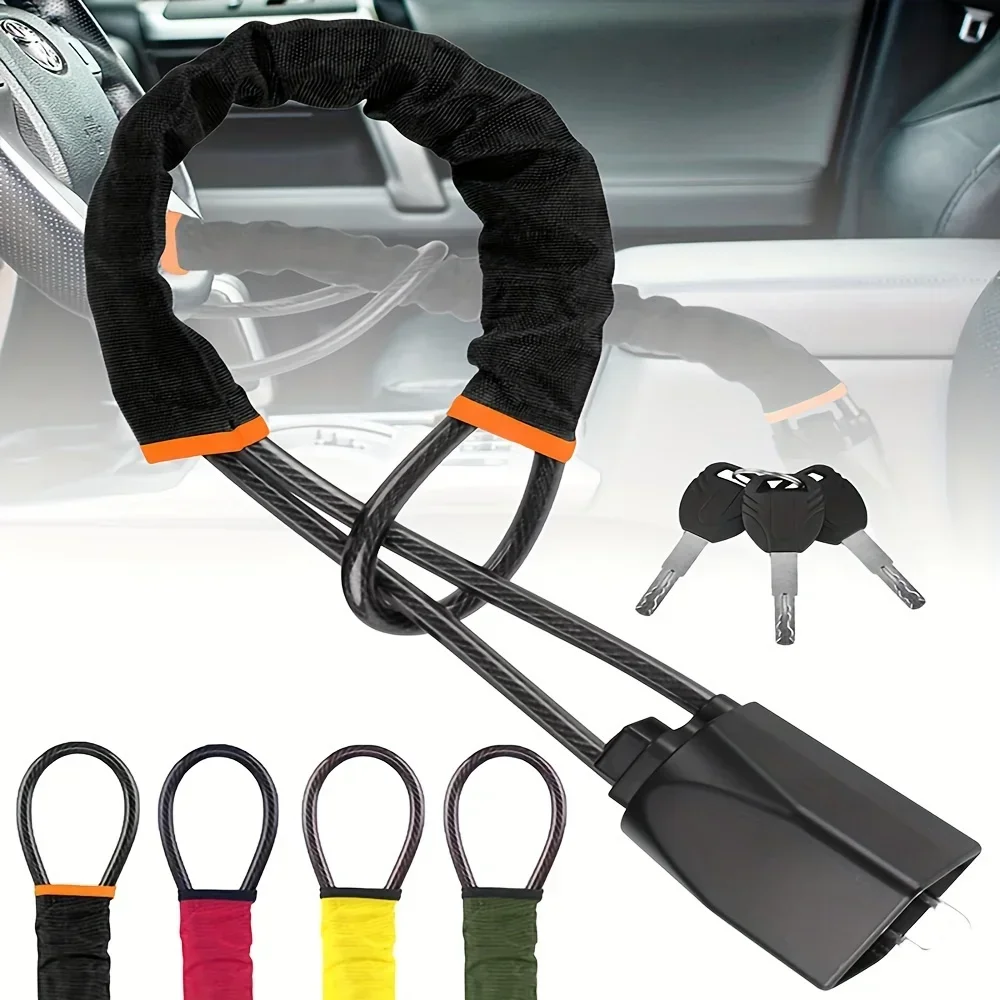 All-in-one Universal Anti-theft Device for Car Steering Wheel, Safety Belt Buckle, Steel Cable, Steel Wire Rope and More