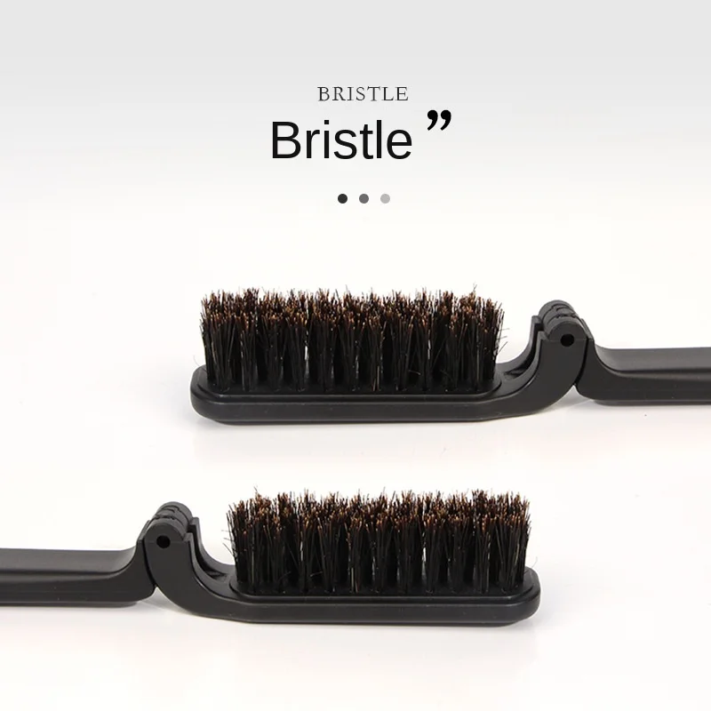 Folding Hair Brush Boar Bristles Pocket Travel Straighten Folding Mustache Brush Collapsable Pocket Hair Brush for Men Portable